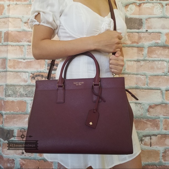 Kate spade LARGE satchel crossbody CHERRYWOOD bag - Picture 6 of 8